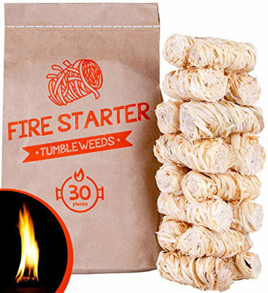 Picture of Fire Starters for Fireplace - Charcoal Tumbleweed fire Starter - firestarters for Campfires/BBQ and Camp - eco Friendly Packing 30pc