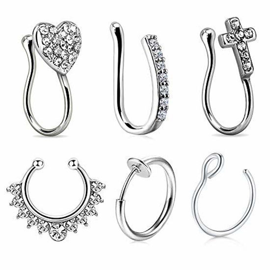Buy Septum Ring 925 Sterling Silver Septum Ring 4 Piece Lot Tiny Oxidise Septum  Jewelry Sterling Silver Septum Ring for Non Pierced Nose Online in India -  Etsy | Body jewelry nose,