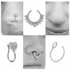 Picture of JFORYOU 6Pcs Nose Rings Fake 16G Stainless Steel Inlaid CZ Faux Piercing Jewelry Fake Nose Ring Spring Clip on Circle Hoop No Pierced Septum Nose Ring Women Men