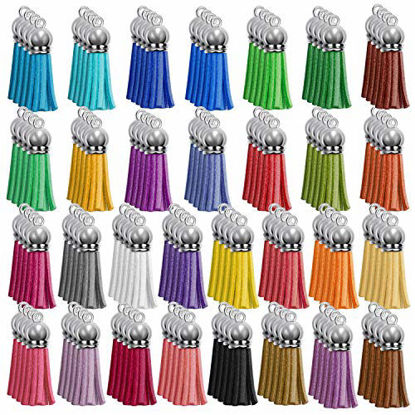 Picture of Paxcoo 120Pcs keychain Tassels Acrylic Keychain Blanks Keychain Rings Bulk for DIY Keychain Key Rings Craft Supplies