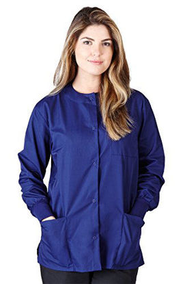 Picture of Natural Uniforms Women's Scrub Set Workwear Warm Up Jacket (Navy Blue) (Large)