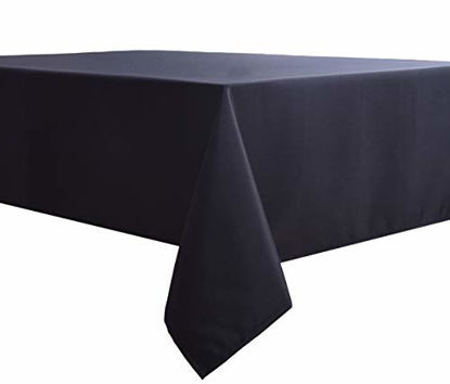 Picture of Biscaynebay Fabric Tablecloths, Water Resistant Spill Proof Tablecloths for Dining, Kitchen, Wedding and Parties, Black 60 by 60 Inches Square
