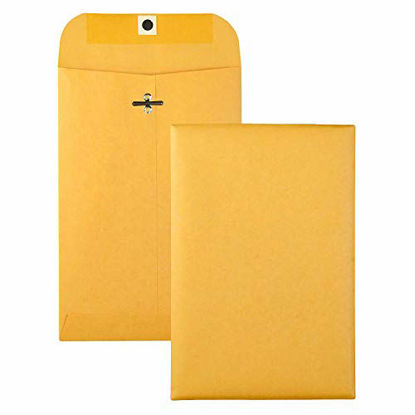 Picture of Brown Kraft Catalog Clasp Envelopes with Clasp Closure & Gummed Seal, 28lb Heavyweight Paper Envelopes, Great for Filing, Storing Or Mailing Documents, 25 Envelopes (6 x 9 inches)