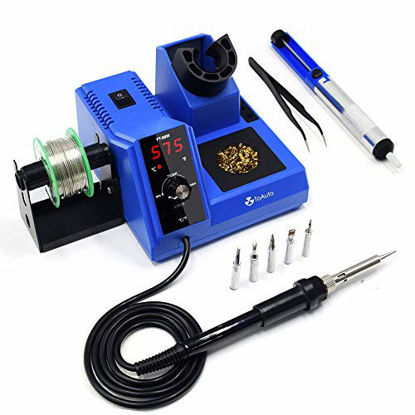 Picture of TOAUTO Soldering Station,80W Digital Solder Iron Station Kit with 176°F-896°F Temperature, C/F Func, Auto Standby & Sleep, Temperature Lock,5 Extra Solder Tips, Solder Bracket, Solder SuckerFT-80W
