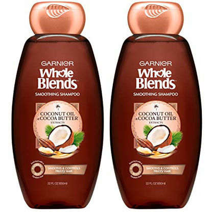 Picture of Garnier Hair Care Whole Blends Smoothing Hair Care Shampoo Set With Coconut Oil and Cocoa Butter Extracts, For Frizz Control, Paraben Free, 22 Fl Oz (2 Count)