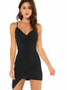 Picture of Verdusa Women's Sexy Ruched Side Asymmetrical V Neck Bodycon Cami Dress Black S
