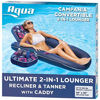 Picture of Aqua Campania Ultimate 2 in 1 Recliner & Tanner Pool Lounger with Adjustable Backrest and Caddy, Inflatable Pool Float, Navy Hibiscus (AQL14856AZ)