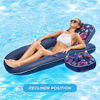 Picture of Aqua Campania Ultimate 2 in 1 Recliner & Tanner Pool Lounger with Adjustable Backrest and Caddy, Inflatable Pool Float, Navy Hibiscus (AQL14856AZ)