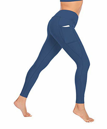 Picture of Miss Adola Workout Leggings for Women with Pocket-High Waisted Yoga Pants-Tummy Control Non-See Through Yoga Leggings(Navyblue XL)