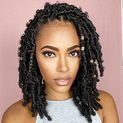 Picture of Niseyo 6 Packs Butterfly Locs Crochet Hair 12 Inch Pre Looped Distressed Locs Crochet Braids (12 Inch,1#)