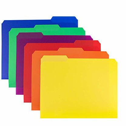 Picture of Dunwell Multi Color File Folders - (12 Pack, Assorted), Poly Plastic 3 Tab File Folder, Color Coded Folder Files, Letter Size, More Durable than Manila Folders, Erasable 1/3 Cut Tabs, Removable Labels