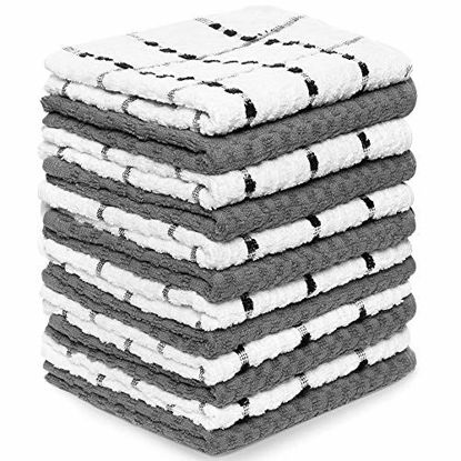 Picture of Zeppoli Kitchen Towels, 12 Pack - 100% Soft Cotton - 15 x 25 Inches - Dobby Weave - Great for Cooking in Kitchen and Household Cleaning (12-Pack)