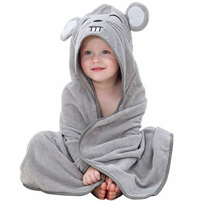 Picture of MICHLEY Animal Hooded Baby Bath Towel Toddler Premium Cotton Absorbent Bathrobe for Girls Boys 0-6T, Mouse
