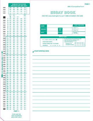 Picture of TEST-886E 886-E 100 Question Compatible Testing Forms (50 Sheet Pack)