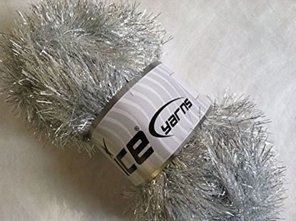 Picture of Large 100 gram skein Silver Light Gray Eyelash Dazzle Ice Metallic Eyelash Yarn