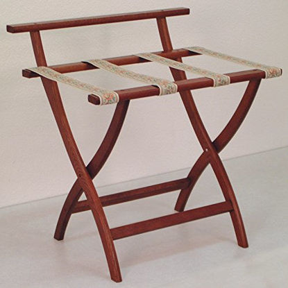Picture of Wooden Mallet WallSaver Luggage Rack,Tapestry Straps, Mahogany