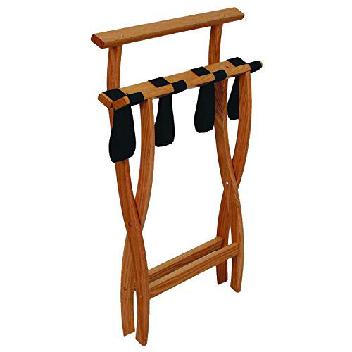 GetUSCart Wooden Mallet WallSaver Luggage Rack,Tapestry Straps, Mahogany