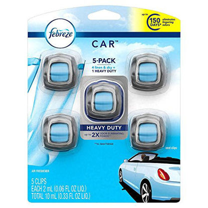 Picture of Febreze Car Air Freshener, Set of 5 Clips, Linen & Skyup to 150 Days (Packaging May Vary)