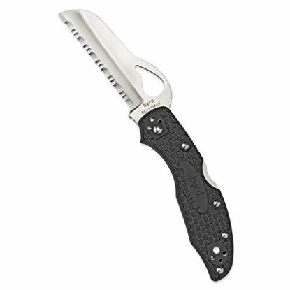 Picture of Spyderco Byrd Meadowlark 2 Rescue Lightweight Folding Knife with 3.05" Stainless Steel Sheepfoot Blade and High Performance Black FRN Handle - SpyderEdge - BY19SBK2