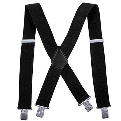 Picture of Men Utility Suspenders Adjustable Elastic - Heavy Duty 2 Inch Wide X Shape Strong Clip Suspender (Black)