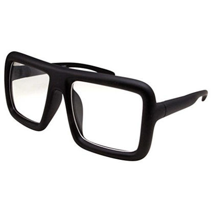 Picture of Thick Square Frame Clear Lens Glasses Eyeglasses Super Oversized Fashion and Costume - Matte Black