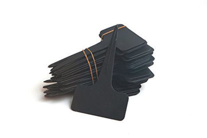 Picture of Prudance 50pcs Waterproof T Tag Plant Markers - Premium Nursery Garden Labels - Eco Friendly - Black