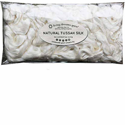 Picture of Tussah Silk Fiber for Soap Making, Spinning, Blending, Felting, Dyeing, and Paper Making. Premium Grade Extra Bleached White Combed Top Roving.