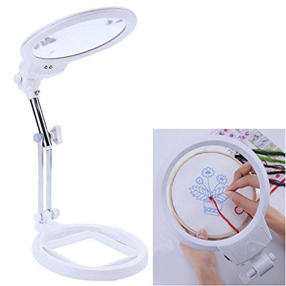 Picture of Large Magnifier Folding & Hand held 2LED Light Lamp Jumbo 5.5 Inch Lens - Best Hands Free Magnifying Glass for Reading and Jewelry Design etc