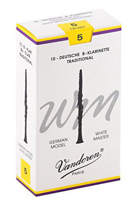 Picture of Vandoren CR165T Bb Clarinet White Master Traditional Reeds Strength 5; Box of 10