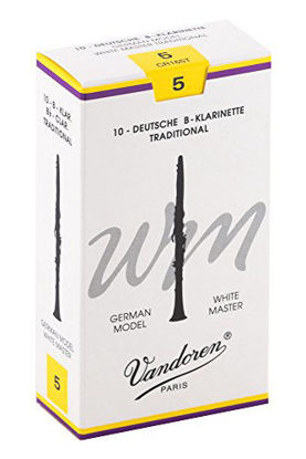 Picture of Vandoren CR165T Bb Clarinet White Master Traditional Reeds Strength 5; Box of 10