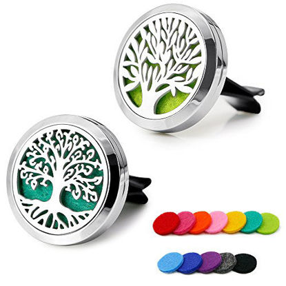 Picture of RoyAroma 2PCS 30mm Car Aromatherapy Essential Oil Diffuser Stainless Steel Locket with Vent Clip 12 Felt Pads