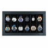 Picture of Elegant, 12 Slot Watch Box Organizer with Lock | Premium Jewelry & Watch Display Case | Storage Cases for Watches | Large, Glass Lid | Carbon Fiber Design Black Wooden Watch Holder | Oversized | Gift