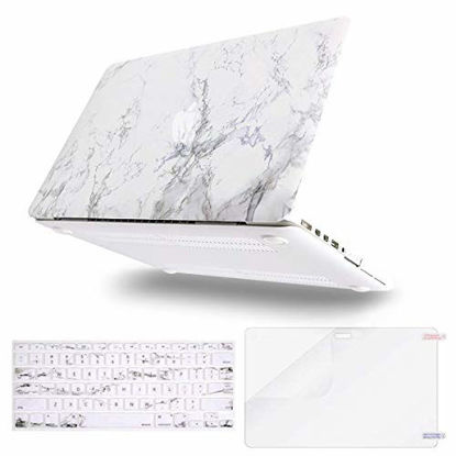 Picture of MOSISO Compatible with MacBook Pro 13 inch Case 2015 2014 2013 end 2012 A1502 A1425, Protective Plastic Pattern Hard Shell Case & Keyboard Cover Skin & Screen Protector, White Marble