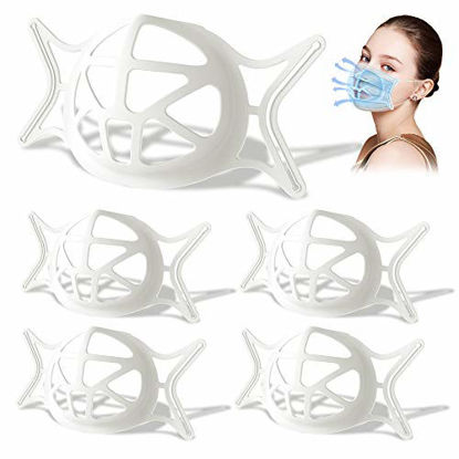 Picture of Upgraded 3D Silicone Bracket for Mask,Breathe Cup,Face Mask Cool Bracket with Turtle Shape for More Breathing Room,Face Mask Cool Inserts Keep Fabric off,Lipstick Protector for Face(White,5PCS)