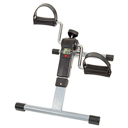 Picture of Under Desk Bike Pedal Exerciser with Calorie Tracker and Adjustable Resistance - Mini Foldable Indoor Workout Equipment by Wakeman Fitness