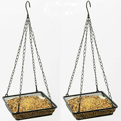 Picture of WOSIBO 2 Pack Hanging Bird Feeder Tray, Platform Metal Mesh Seed Tray for Bird Feeders, Outdoor Garden Decoration for Wild Backyard Attracting Birds