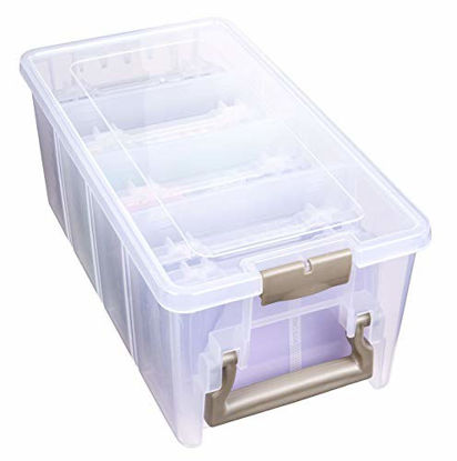 Picture of ArtBin Semi Satchel Photo Photo & Craft Organizer Set, Large Box with [8] Plastic Storage Cases Inside, Clear