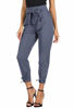 Picture of GRACE KARIN Women's Pants Trouser Slim Casual Cropped Paper Bag Waist Pants Blue-Gray S