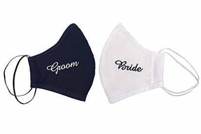 Picture of Pink Princess Bride and Groom Face Mask Set - Bridal Wedding Masks - Made in USA