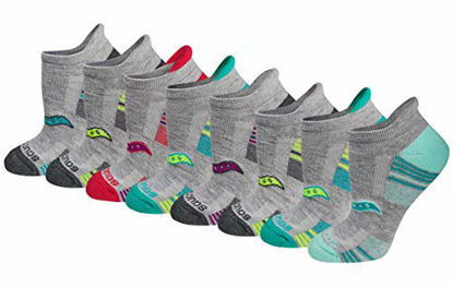 Picture of Saucony Women's Performance Heel Tab Athletic Socks (8 & 16, Grey Assorted (8 Pairs), Shoe Size: 5-7