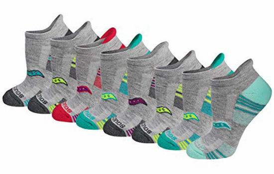 Picture of Saucony Women's Performance Heel Tab Athletic Socks (8 & 16, Grey Assorted (8 Pairs), Shoe Size: 5-7