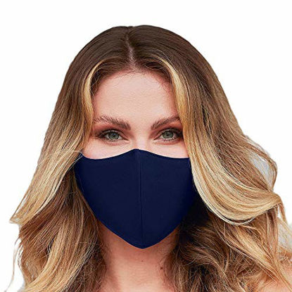 Picture of Washable Face Mask with Adjustable Ear Loops & Nose Wire - 3 Layers, Made in USA (Solid Navy)