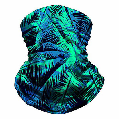 Picture of Neck Gaiter Face Mask Reusable, Cloth Face Masks Washable Bandana Face Mask, Sun Dust Protection Balaclava Face Cover Scarf Shield for Fishing Cycling Leaf-Green