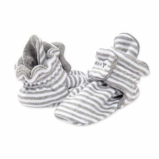 Picture of Burt's Bees Baby baby boys Booties, Organic Cotton Adjustable Infant Shoes Slipper Sock, Heather Grey Stripe, 0-3 Months US