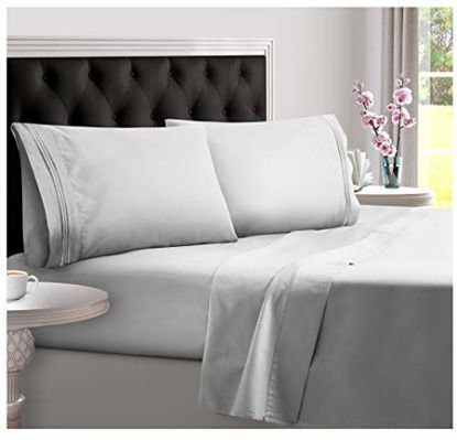 Picture of DREAMCARE Deep Pocket Sheets Microfiber Sheets Bed Sheets Set 4 Piece Bedding Sets Full Size, Light Gray