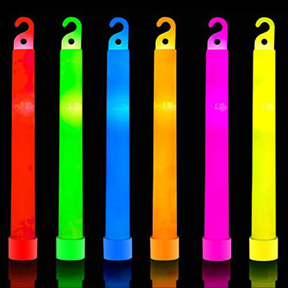 Picture of 32 Ultra Bright 6 Inch Large Glow Sticks - Chem Light Sticks with 12 Hour Duration - Camping Glow Sticks - Glowsticks for Parties and Kids (Colorful)