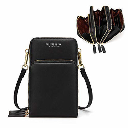 Picture of Small Crossbody Cell Phone Purse for Women, Mini Messenger Shoulder Handbag Wallet with Credit Card Slots