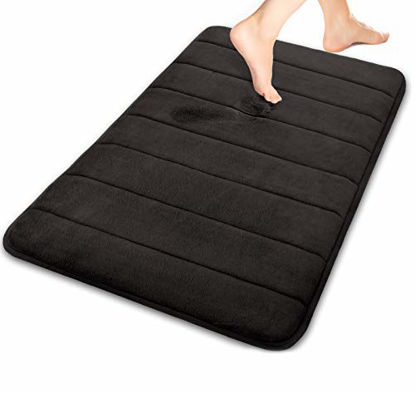 Picture of Yimobra Memory Foam Bath Mat Rug, 24 x 17 Inches, Comfortable, Soft, Super Water Absorption, Machine Wash, Non-Slip, Thick, Easier to Dry for Bathroom Floor Rugs, Black
