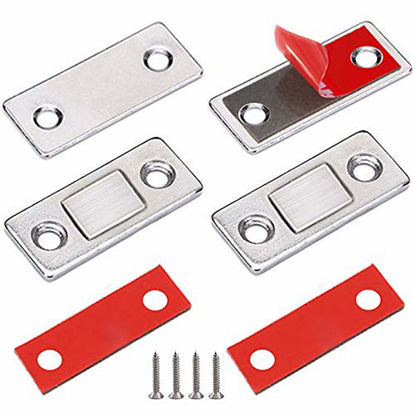 Picture of Cabinet Magnetic Catch Jiayi 2 Pack Ultra Thin Cabinet Door Magnets Stick on Drawer Magnets Cabinet Latch Magnetic Closures for Cabinets Kitchen Closet Door Closing Magnetic Door Catch Closer