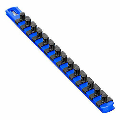 Picture of Ernst Manufacturing 13-Inch Socket Organizer with 14 3/8-Inch Twist Lock Clips, Blue - 8418